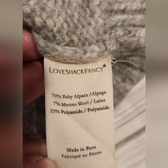 LoveShackFancy Rosie Pullover Gray Sweater Puffer Sleeve Size Medium - Picture 4 of 15